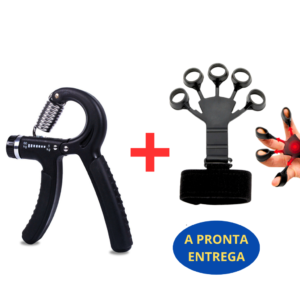 Kit Hand Grip de Dedo + Flexor de Punho Ajustável Fisioterapia Exercício para Mãos
