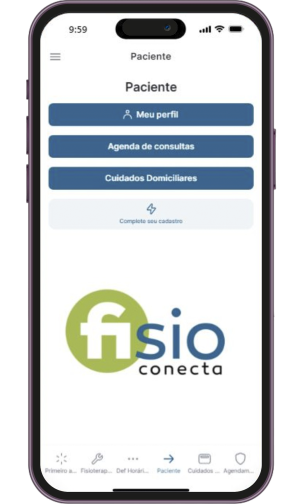 tela do paciente - aplicativo fisio conecta